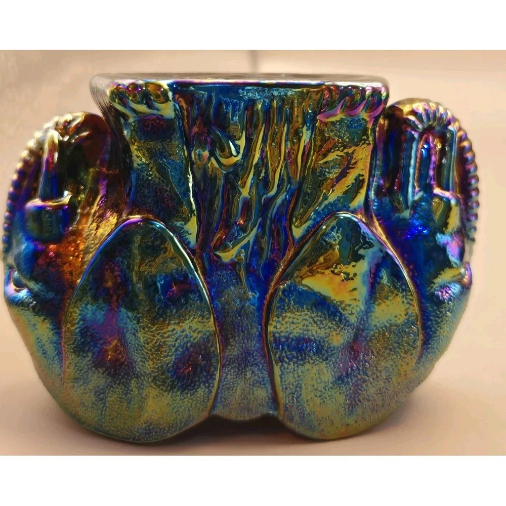 Vintage Toothpick Holder Summit Art‎ Event Iridescent Double Elephants